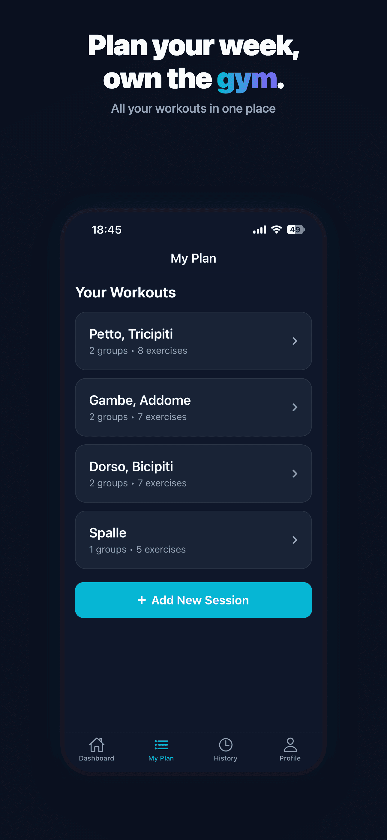 Shaper AI — weekly workout plan with auto-rotation