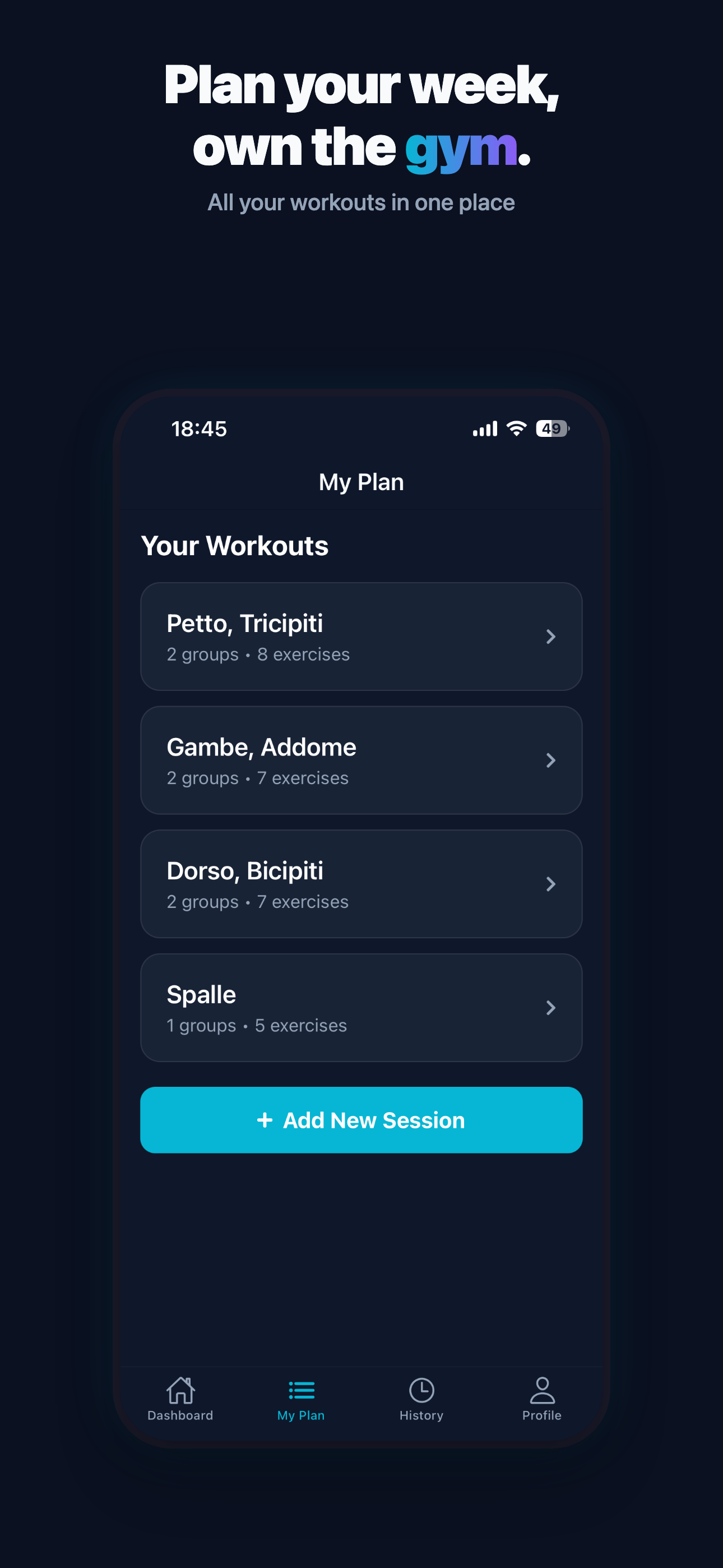 Shaper — weekly workout plan with auto-rotation