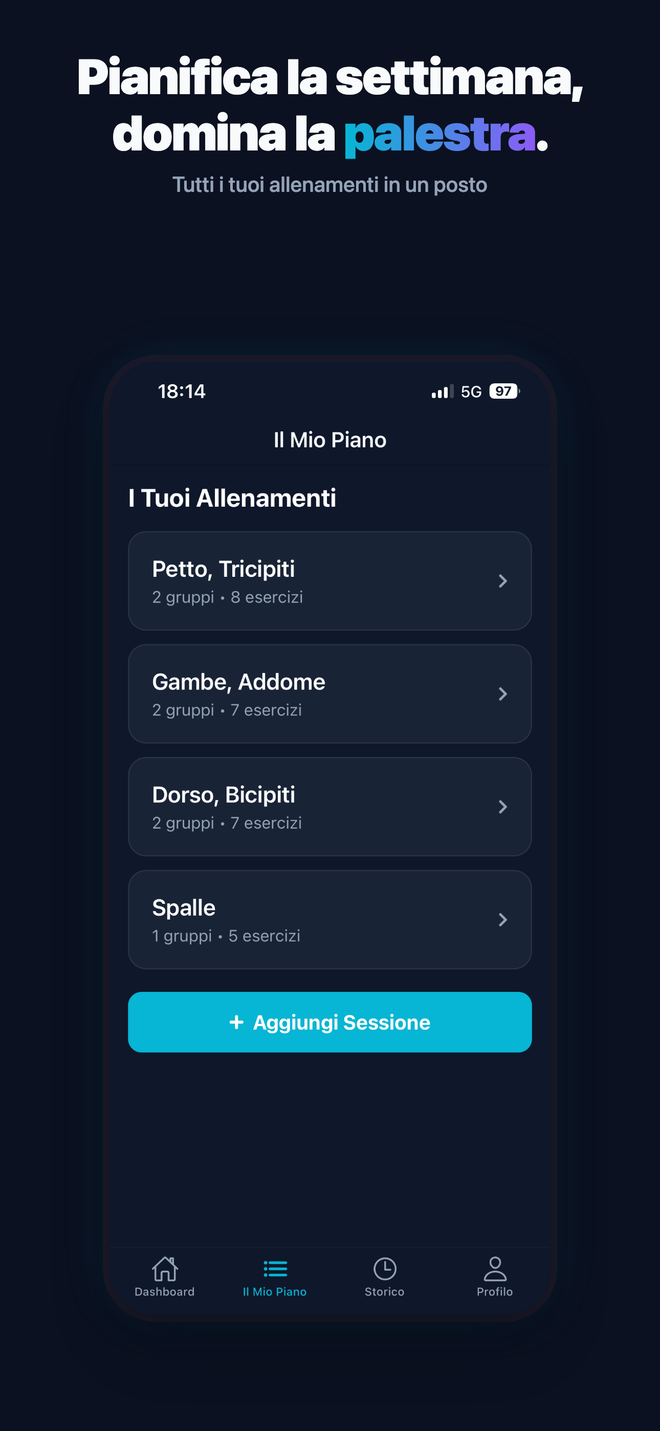 Shaper — piano settimanale con rotazione automatica